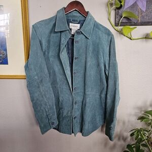 Vintage Chadwick's Teal Leather Buttoned Jacket Small